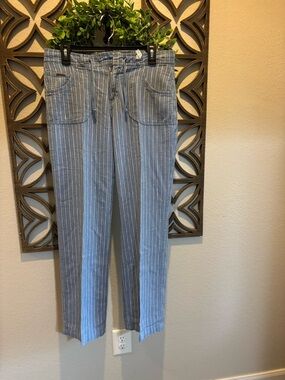 Drawstring Wide Leg Linen & Cotton Blend Pants size small